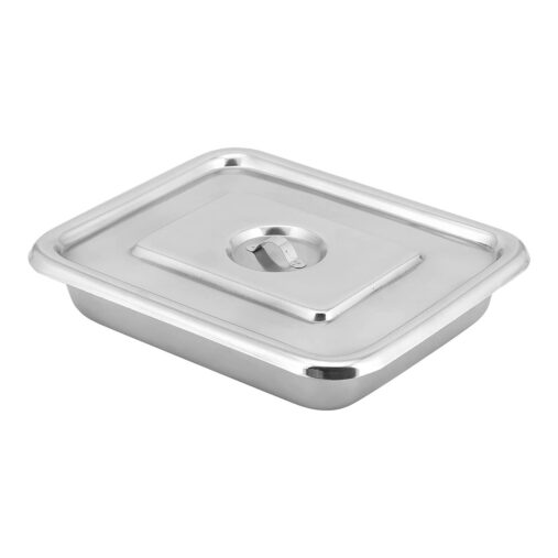 Cover Instrument Sterilization Tray Stainless Steel with Lid (10x8 Inch)