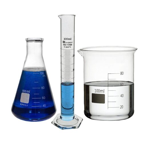 Borosilicate 3.3 Glass -Combo of Beaker, Measuring Cylnder, Conical Flask -100ml