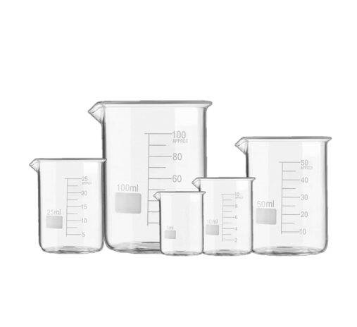 Borosilicate Glass Beaker 5ml, 10ml, 25ml, 50ml, 100ml - Pack of 5