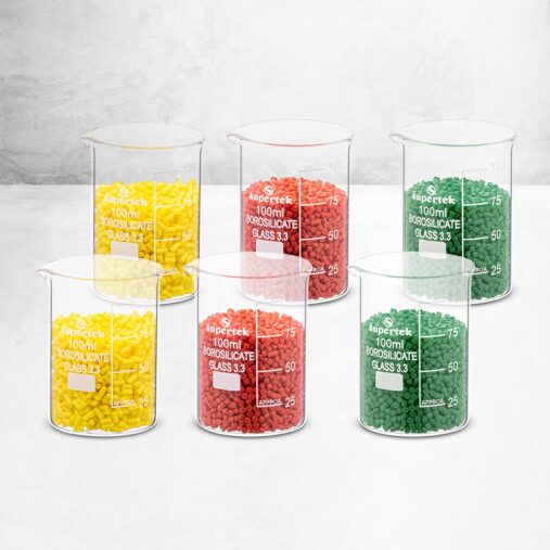 Low Form 100 ml Pack of 6 Borosilicate Glass Beaker with Graduation and Spout for Laboratory use | Measuring Beaker for Kitchen