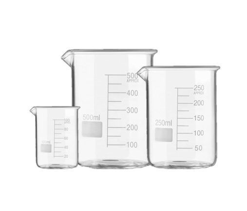 Borosilicate 3.3 Glass Beakers - 100 ml, 250 ml, 500 ml, Pack of 3