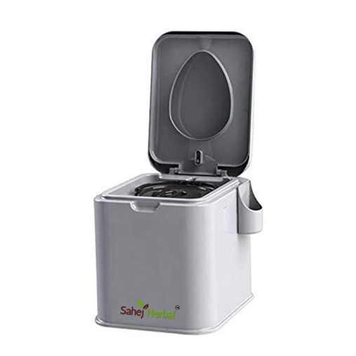 Portable Chair Commode  For Patients ,Travel Camping Commode Stool Outdoor/Indoor (White)