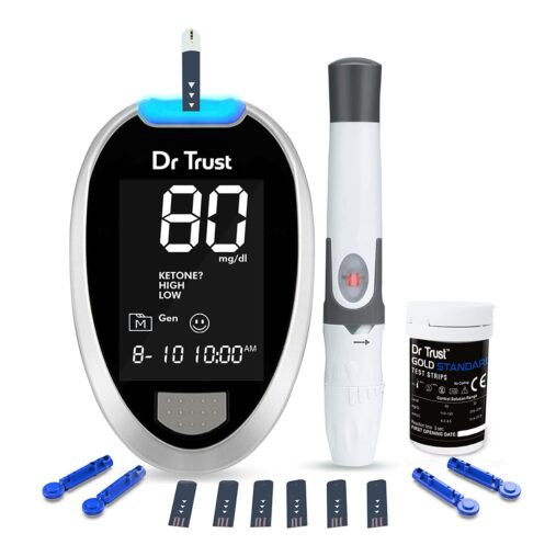 Dr TrustFully Automatic Blood Sugar Testing Glucometer Machine with 10 Strips (Pack of 1)(Black)