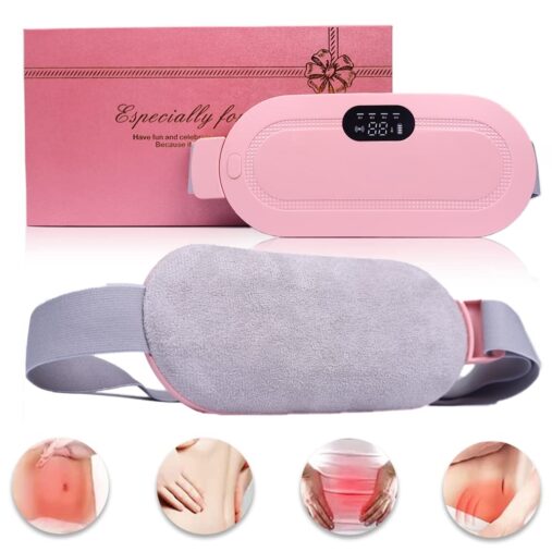 Portable Cordless Heating Pad for Menstrual Cramps Relief/ Heating Pad for Stomach/ Back and Belly for Women(Pink)/ 3-Speed Temperature Adjustment and 4-Speed Massage Modes