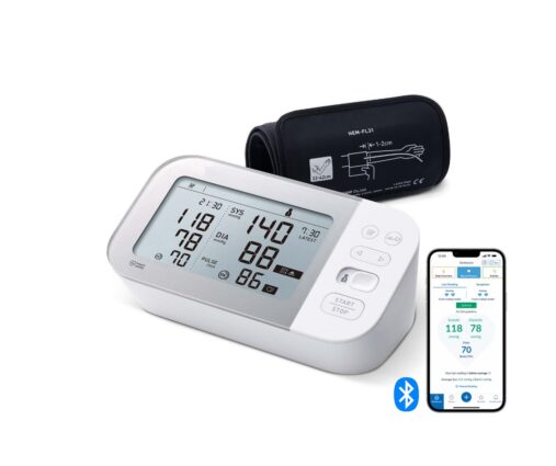 Bluetooth Digital Blood Pressure Monitor with AFib Indicator and 360° Accuracy Intelliwrap Cuff for Most Accurate Measurements (White)