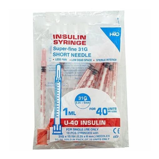 Dispovan 1ml Single Use BD Insulin Syringe With Needle (Multicolor) (100 Pcs)