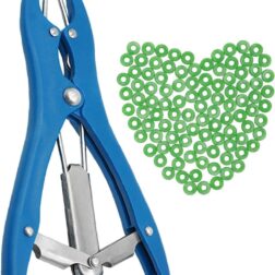 Elastration Castrator Forcep Bander Snap Pliers with 50 Pcs Castrator Ring, Balloon Expander Tool, Snap Pliers for Cattle Goats Cows Sheep Pig (PLASTIC)