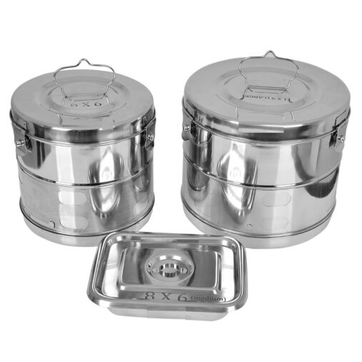 Dressing Drum/Autoclave Drum 11x9, Drum 9x9, Tray 8x6 Heavy Duty Stainless Steel