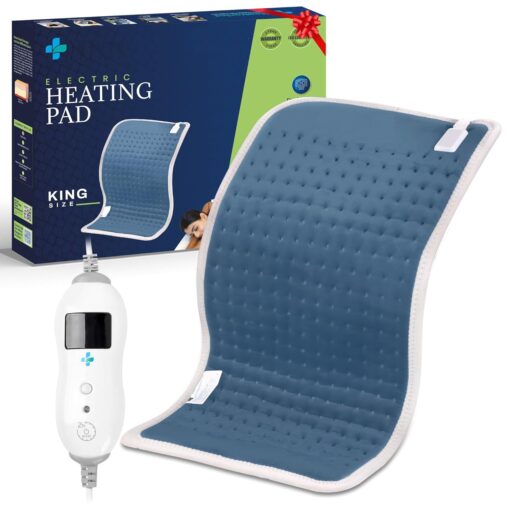 "Heating Pad for Back Pain & Period Cramps | XL Size | Digital | 2Hr Auto Cutoff | Electric Heating Pad for Back, Neck, Leg & Shoulder Pain Relief (Steel Blue)"