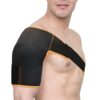 "Shoulder Support Double Lock (Neo), Neoprene Compression for Stability & Comfort | For Sports, Cricket, Tennis & Gym | Adjustable Shoulder Brace - Black & Orange , Universal Size, 1 Unit"