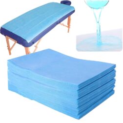 "20 Pcs Massage Table Sheets Sets Waterproof And Oil Proof Disposable Spa Bed Sheets Non-Woven Fabric Lash Bed Cover 31"" X 70""(Blue), 180 Threadcount, Solid"