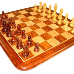 21" x 21" Collectible Rosewood Wooden Chess Game Board Set+ Wooden Crafted Pieces, for all ages