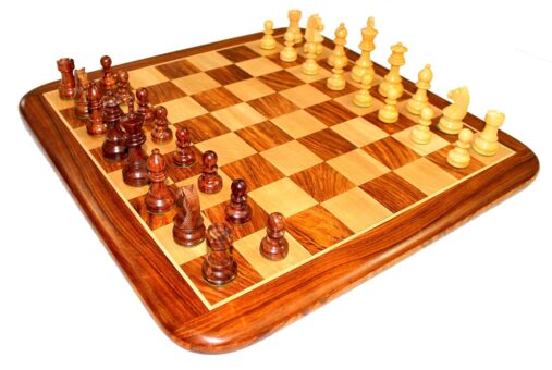 21" x 21" Collectible Rosewood Wooden Chess Game Board Set+ Wooden Crafted Pieces, for all ages