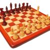 "18 x 18 inch Tournament Wooden Chess Board Set with Chessmen King Size 3.75"" Inlaid in PADAUK and Box Wood 32 Pieces with 2 Extra Queens"