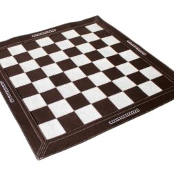 19" x 19" - Genuine Leather Chess - Dark Tan Colour | Roll-up Chess | Tournament Chess Board