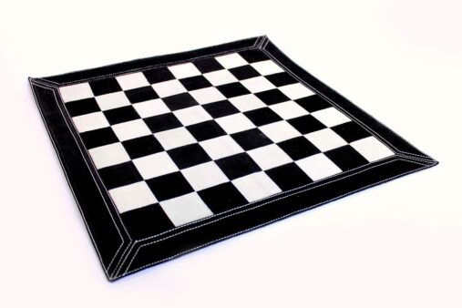 19" x 19" - Genuine Leather Chess Board - Black | Roll-up Chess | Tournament Chess