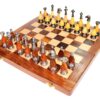 14" X 14? Collectible Wooden Folding Chess Game Board Set+ Brass Staunton Figure Pieces