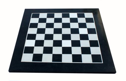 15" X 15" Collectible Black Natural Stone & White Marble Chess Board Without Pieces