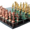 Collectible Chess Game Board Set Made with Black Marble, Malachite with Roman Brass Pieces (15" X 15"),for 12+ Years