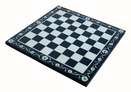 15"x15" Collectible Marble Pietra Dura Chess Board Without Pieces