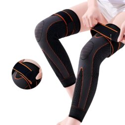 Long Knee and calf Sleeve support for men and women Knee Support (Black&Orange)