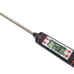 Cooking Digital Thermometers with Digital Instant Read LCD Screen (Material- Long Stainless Steel Probe + Fiber-Black/white, 5.9 Inches)