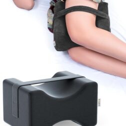 Knee Pillow for Side Sleepers, Knock Knee Corrector for Sleeping, Memory Foam Leg Pillow Wedge Cushion for Side Sleeper, Sciatica, Pregnancy, Hip & Back Pain Relief - Washable Cover (Dark Grey)