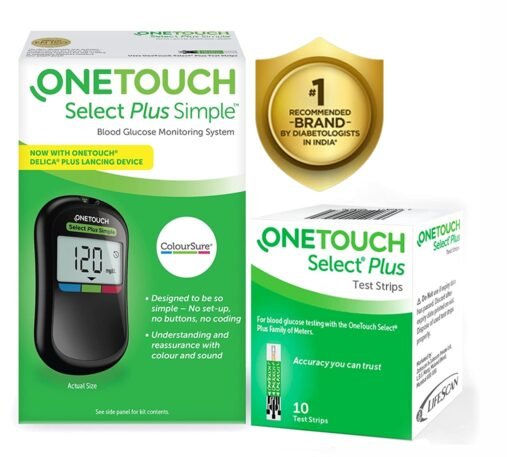 OneTouch Select Plus Simple Glucometer with 10 Strips & Lancets - Image 4