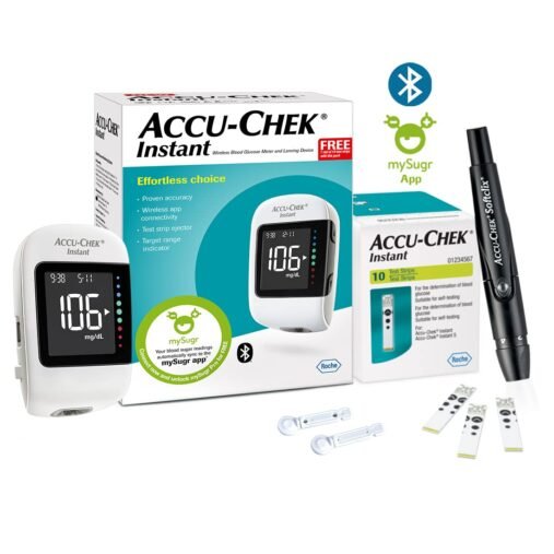 Accu-Chek Instant Glucometer Kit with Bluetooth, 10 Strips & Lancets - Image 4