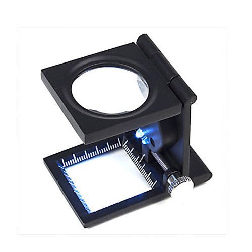 Foldable 10x Magnifying Glass Microscope with Precision Scale (Metal, Black) - Image 7