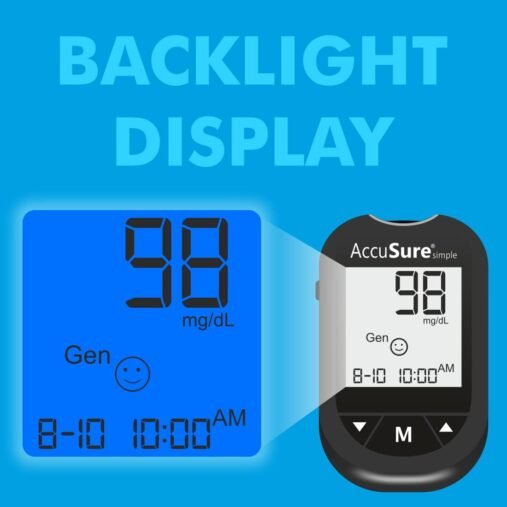 AccuSure Glucometer Kit with 25 Strips, Digital Blood Sugar Monitor - Image 5