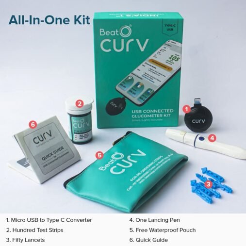 BeatO CURV Smartphone Connected Glucometer with 100 Strips - Image 6