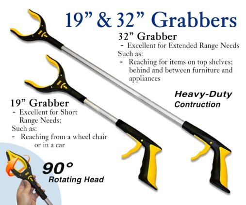 7-Piece Hip Knee Replacement Kit with Leg Lifter, 19 and 32 inch Rotating Reacher Grabber, Long Handle Shoe Horn, Sock Aid, Dressing Stick, Bath Sponge – Ideal for Knee or Back Surgery Recovery - Image 2