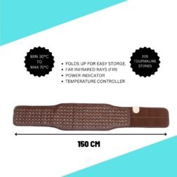 Heating Belt 205 Stones for Back Pain FAR Infrared Heating Spine Therapy Belt for Waist and Body Pain, Slimming, Improve Blood Circulation Immune System, Portable - Brown - Image 2