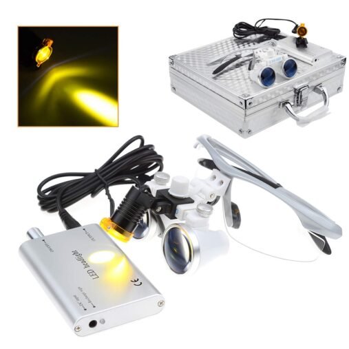 2.5X Binocular Surgical Loupes 420mm with 3W LED Headlight, Filter & Aluminum Case - Image 3