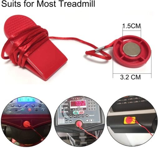 Universal Treadmill Safety Key with Magnet - Red - Image 4