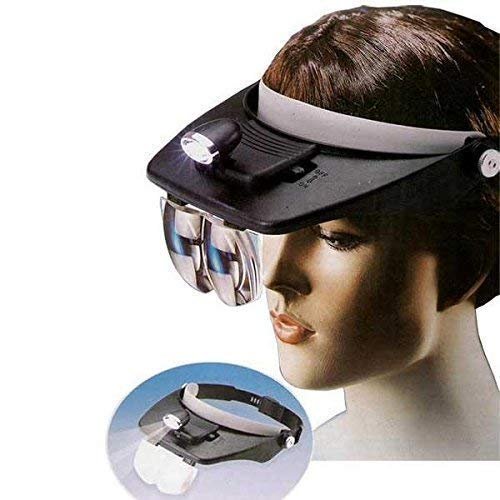 Adjustable Loupe ABS Headband Magnifying Glass with 4 LEDs Light Lamp 1.2X 1.8X 2.5X 3.5X Lens (Black) - Image 6