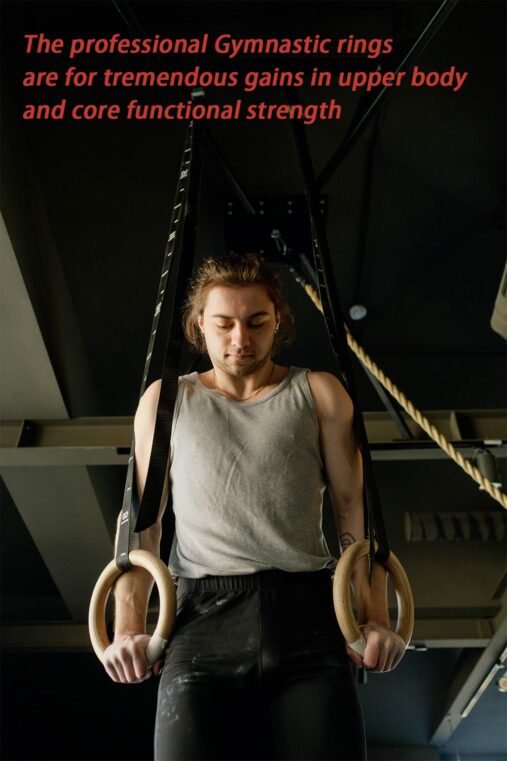 Rings Gymnastics | Rings Calisthenics Equipment Crossfit Equipment Olympic Rings | Wooden Rings parallettes Gym Rings with Straps Pull up Rings - Image 6