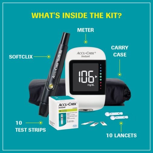 Accu-Chek Instant Glucometer Kit with Bluetooth, 10 Strips & Lancets - Image 3