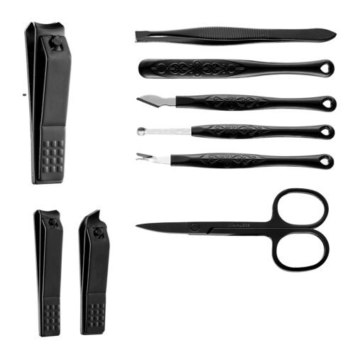 Manicure Set, Nail Clippers Set, Gifts for Men/Women, Professional Pedicure Kit Nail Scissors Grooming Kit Personal Care Tool Kit, Nail Tools with Black Leather Travel Case - Image 2