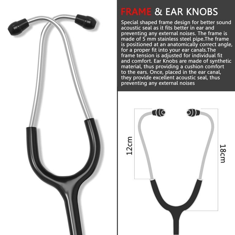 Cardiology Stethoscope for Doctors/Nurses/ Medical Students (Black) - Image 7