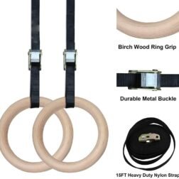 Gymnastic Wooden Rings with Heavy Duty Adjustable Strap | Roman Rings Perfect for Calisthenics Competition and Conditioning Training - Image 6
