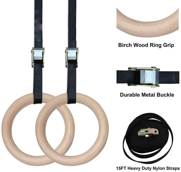 Gymnastic Wooden Rings with Heavy Duty Adjustable Strap | Roman Rings Perfect for Calisthenics Competition and Conditioning Training - Image 5
