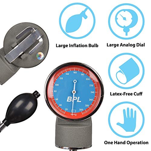 BPL Medical Technologies Aneroid Sphygmomanometer Blood Pressure Monitor (Gray) - Image 2