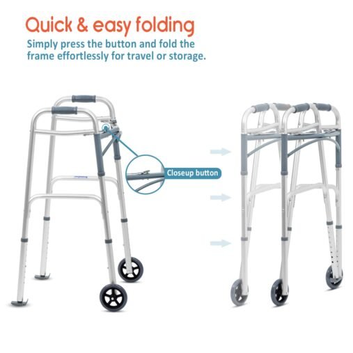 Deluxe Folding Walker with 5" castors - Image 4