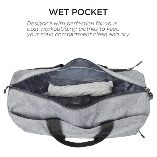 Sports Duffel Gym Bag for Men & Women (Light Grey 32L) - Image 2
