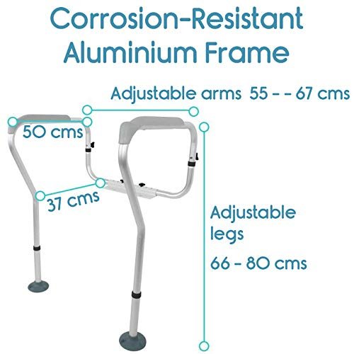 Toilet Safety Frame for Elderly Adjustable Aluminium Support Rails - Image 4