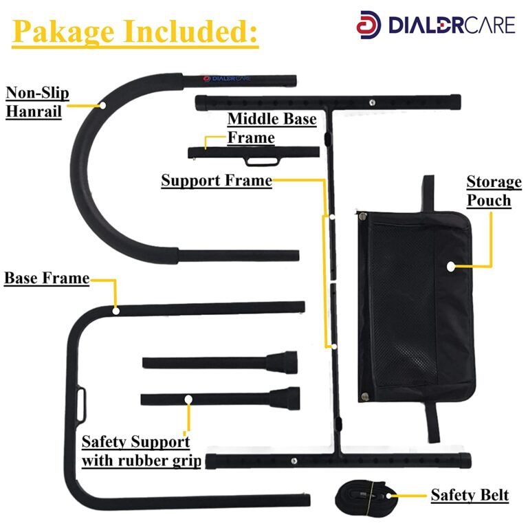 Bedside Safety Rail – Adjustable Bed Assist Handle with Storage Pouch - Image 3