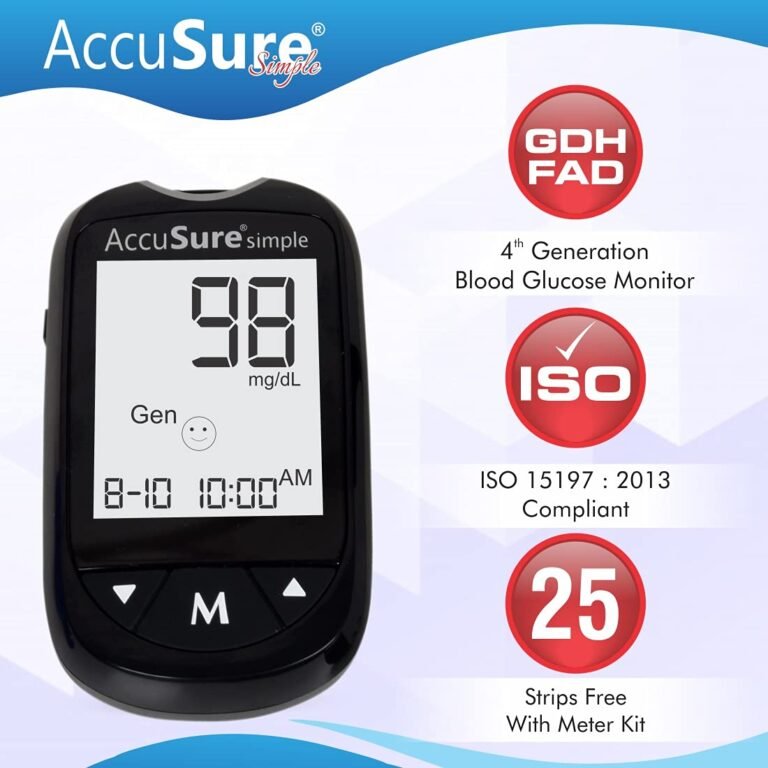 AccuSure Glucometer Kit with 25 Strips, Digital Blood Sugar Monitor - Image 4