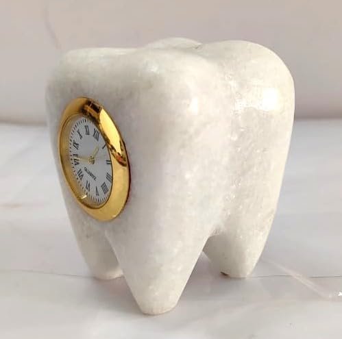 Tooth Shape Dentist Desk Marbel Table Clock - Image 6